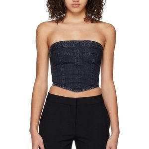 Free People Black Washed Denim Tube Top